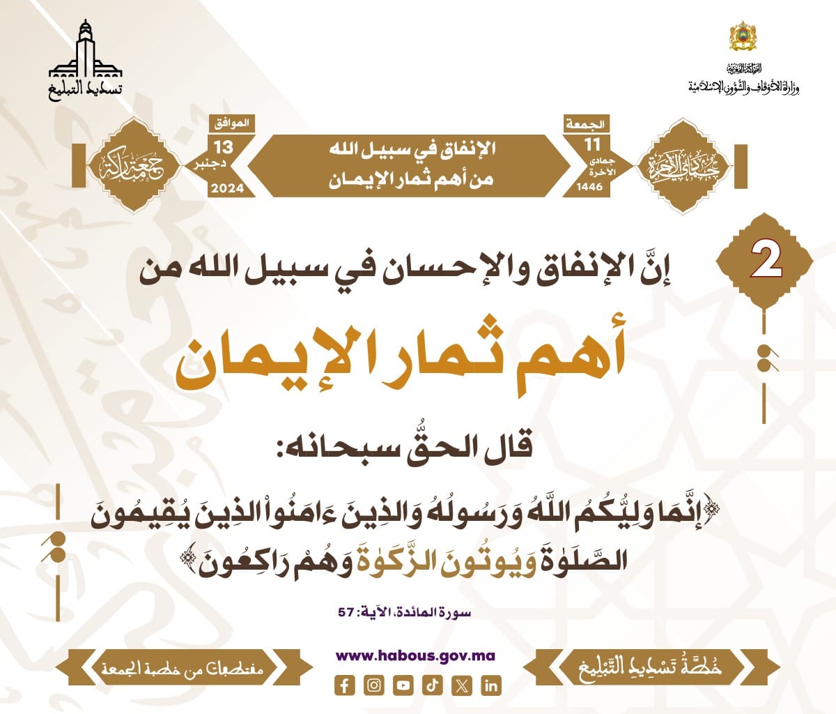 *** «الإنفاق في سبيل الله من أهم ثمار الإيمان» (02).