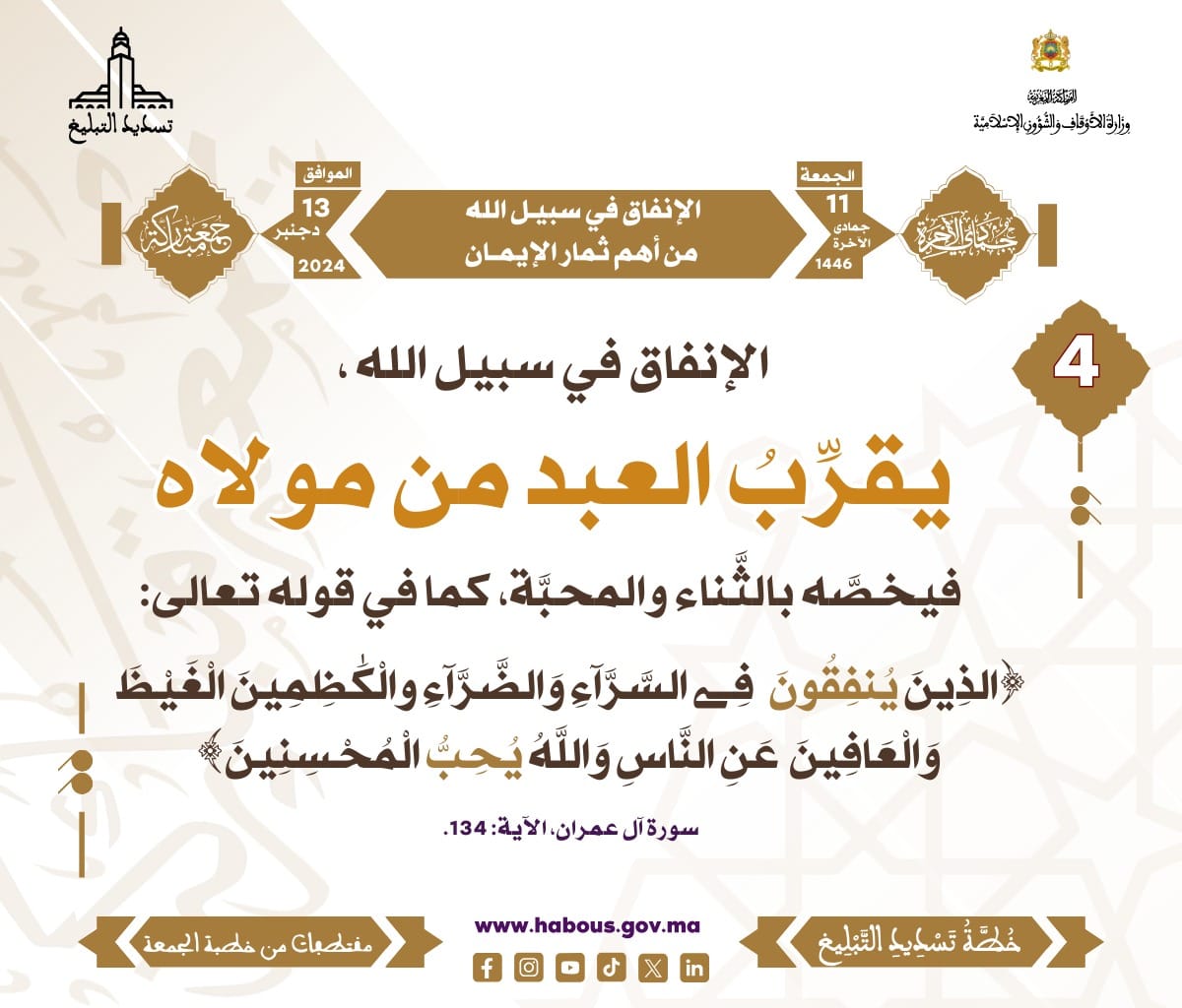 *** «الإنفاق في سبيل الله من أهم ثمار الإيمان» (04).