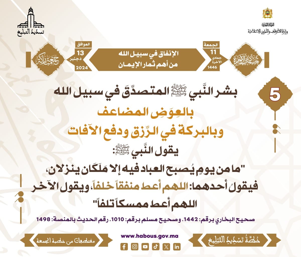 *** «الإنفاق في سبيل الله من أهم ثمار الإيمان» (05).