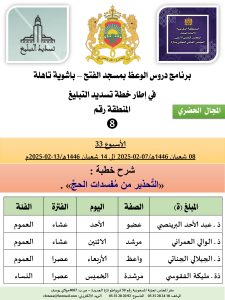 جداول-تسديد-التبلغ-تازة-الأسبوع-العشرون-عشر_page-0008-225x300 *** برنامج دروس تسديد التبليغ الخاص بمناطق التجريب : ( ‘ الأسبوع 33 ‘ )  من 08 شعبان 1446هـ/07-02-2025 إلى 14 شعبان 1446هـ/13-02-2025م .