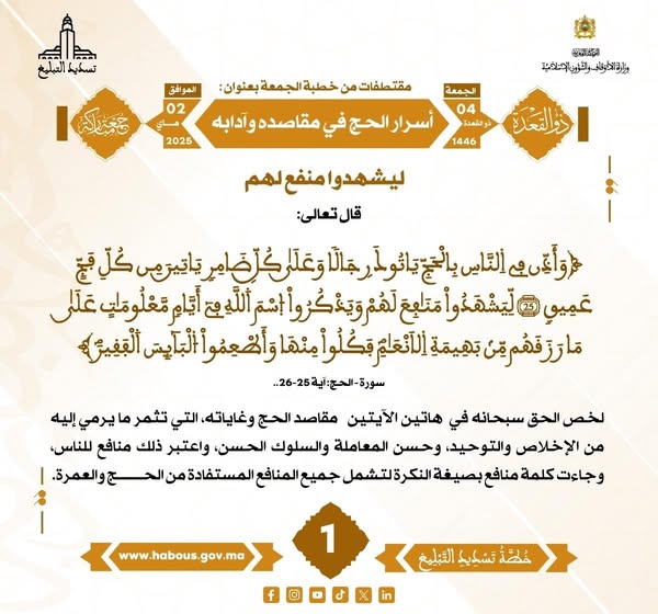 **** «أسرار الحج في مقاصده وآدابه» (01) .