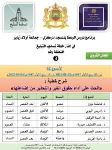 جداول-تسديد-التبلغ-تازة-الأسبوع-العن-عشر-Copie_page-0003-2-225x300 برنامج دروس تسديد التبليغ الخاص بمناطق التجريب : ( ‘ الأسبوع 62 ‘ ) من 05 ربيع الأول 1447هـ/29-08-2025 إلى 11 ربيع الأول 1447هـ/04-09-2025م